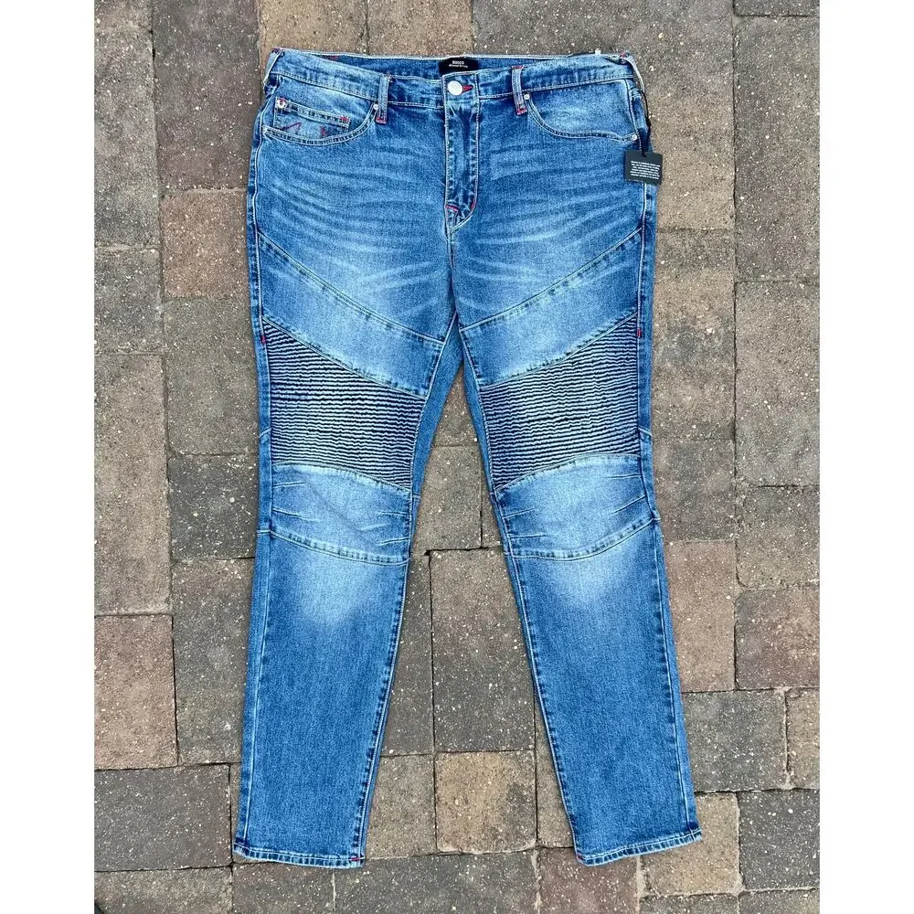 NWT Men's True Religion Rocco Moto relaxed skinny jeans size 36x32 - Picture 2 of 6
